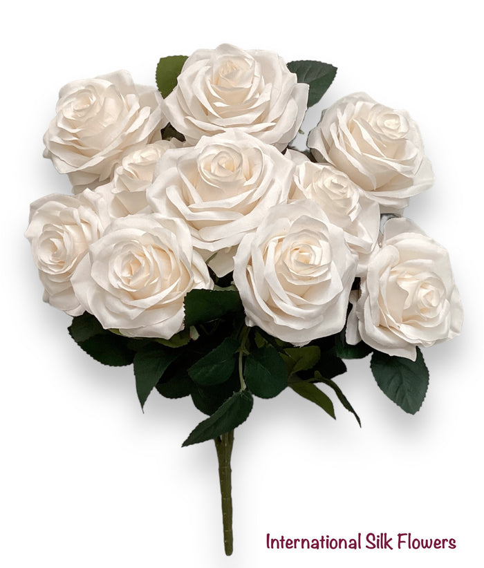 18" Silk Open Rose Bush ( B1024N ) AN10004-Light Beige