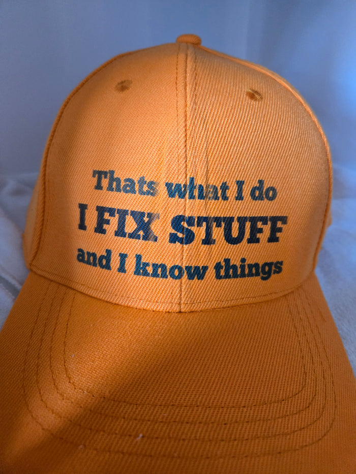 Ball Cap orange I fix stuff