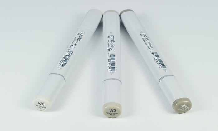 copic sketch markers - W0, W3, W5