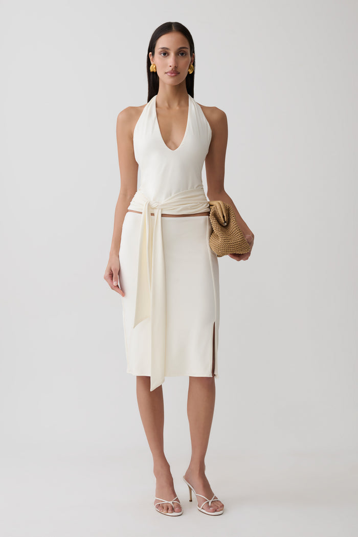 Daine Peached Jersey Halter Top - Ivory