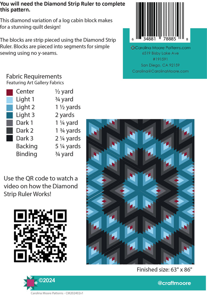 Diamond Medallion Quilt Pattern - Digital Download
