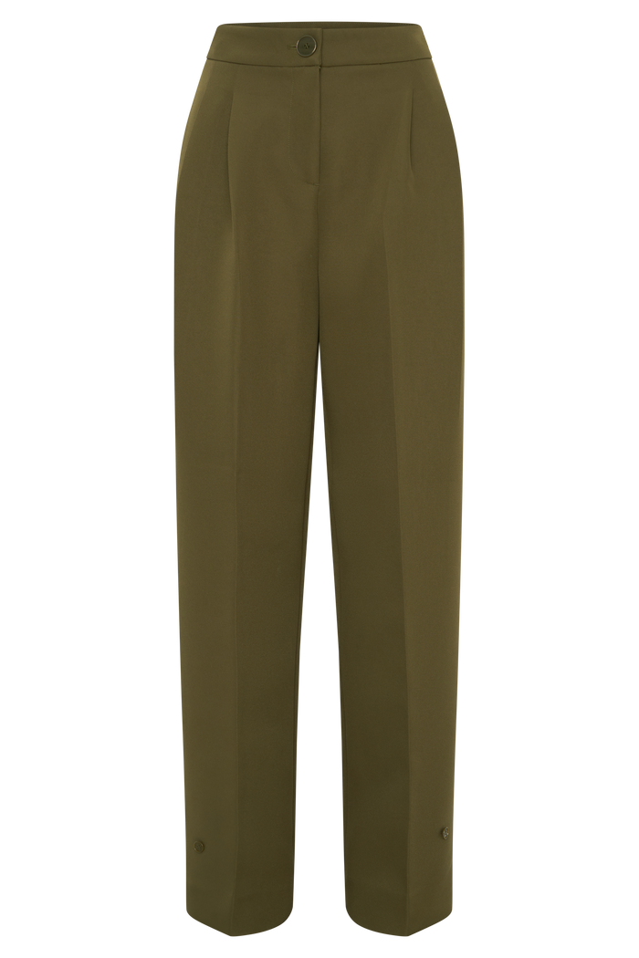 Hazel Pleated Suiting Pants - Olive