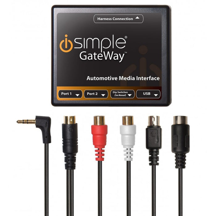 GateWay SAT kit for Toyota vehicles, including a black module with harness connections and various cables in black, red, and white colors.