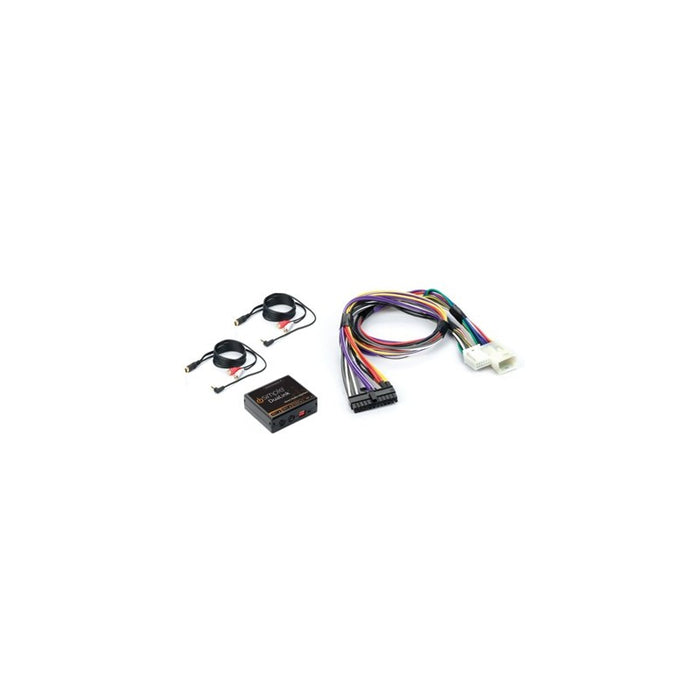 A Dual Auxiliary Audio Input Interface kit for Toyota, Scion, and Lexus vehicles, including a PXAUX interface and a PGHTY1 harness.
