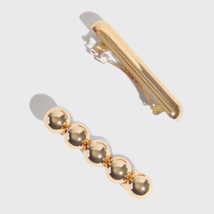Kitsch Gold Metal Barrettes - 2pc