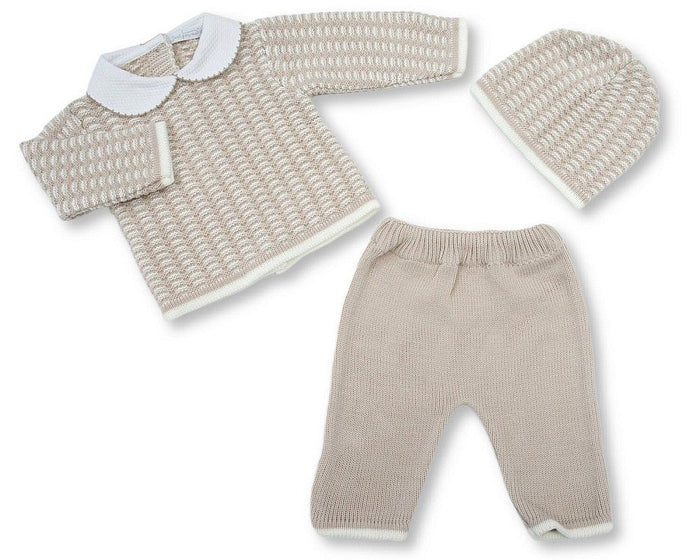 Knitted Baby 2 Pieces Set with Hat (NB-9m) (PK6) - BW-10-1256