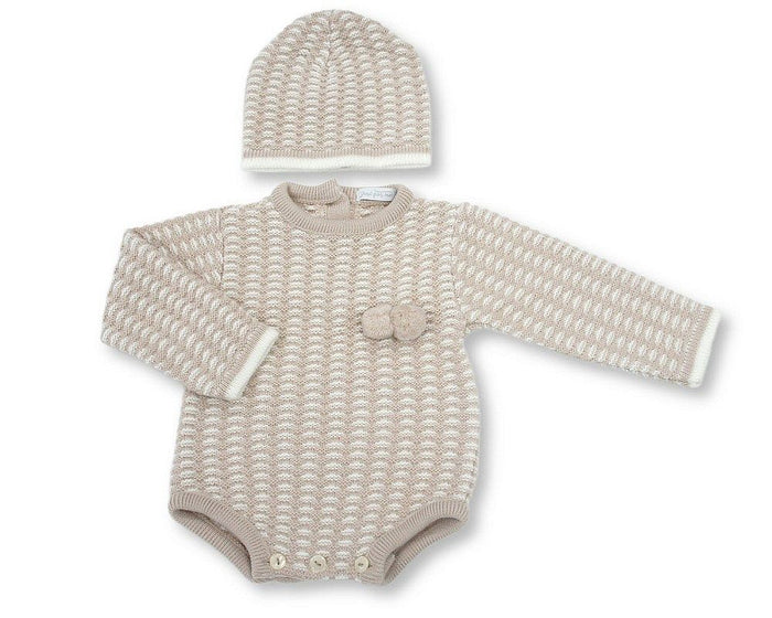 Knitted Baby Short Romper with Hat (NB-9m) (PK6) - BW-10-1258