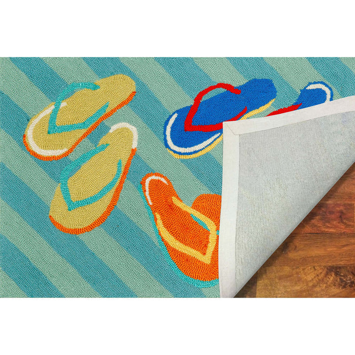 Liora Manne Frontporch Flip Flops Indoor Outdoor Area Rug Blue