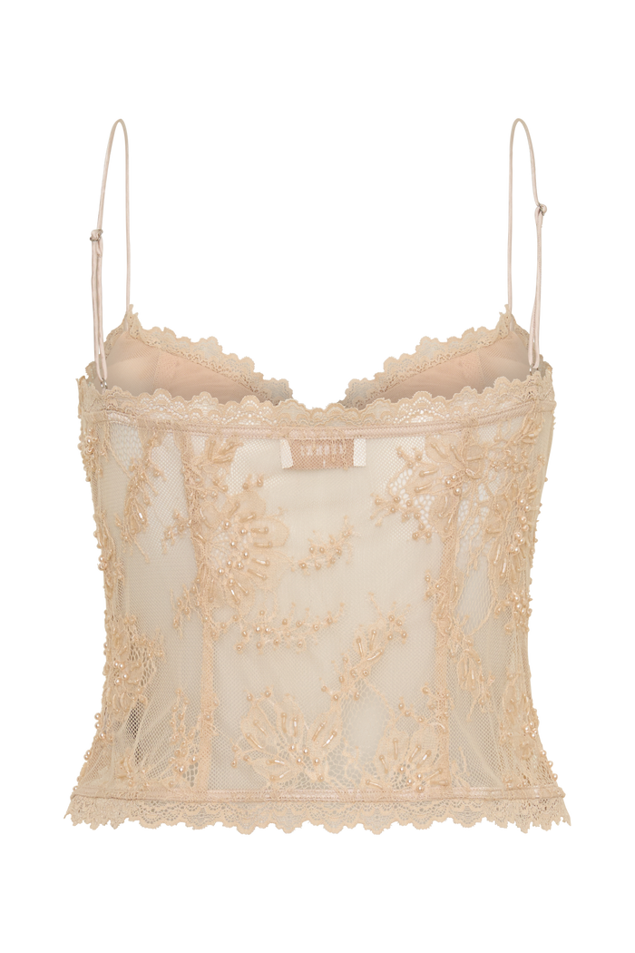 Marcelle Sweetheart Lace Top - Blush Rose Gold