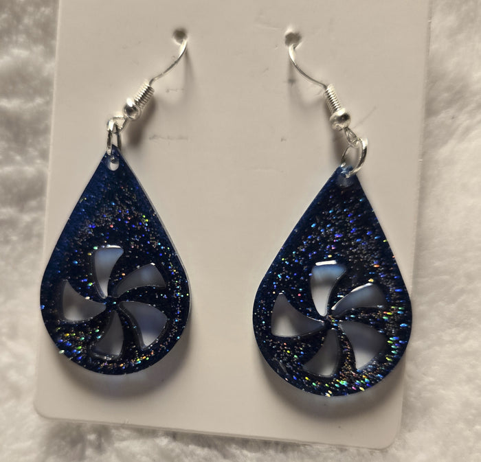 Pinwheel Resin Earrings Dark Blue