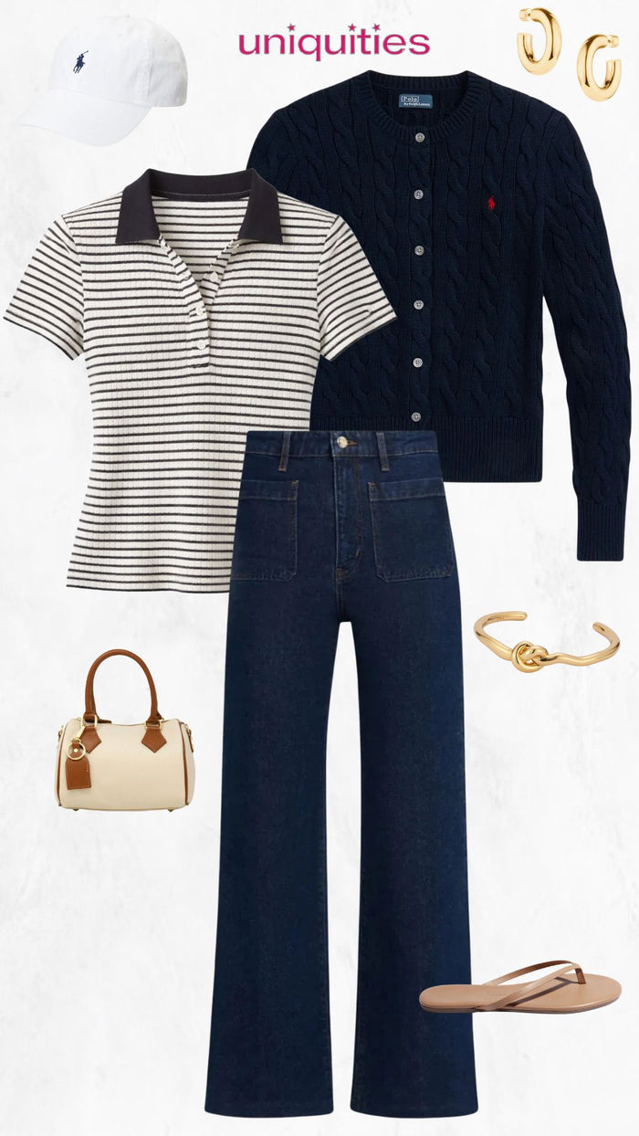 Pointelle Polo-Tops/Blouses-Uniquities