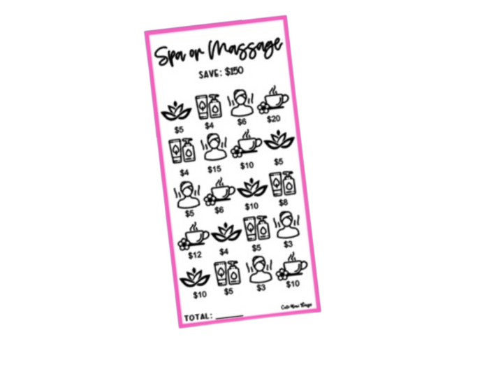 Spa/Massage | Savings Insert or Cash Envelope | Square | 150