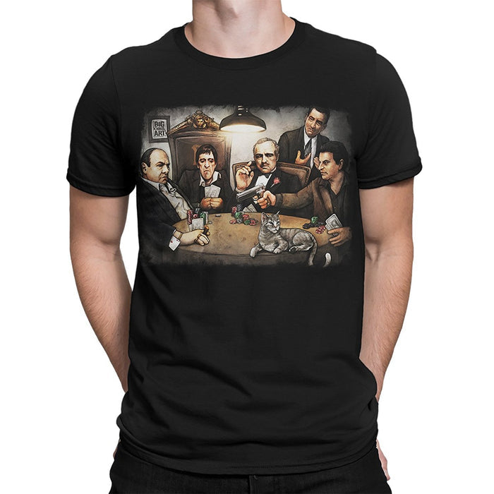 The Godfather Down Art Gangster's Playing Poker Black T-Shirt