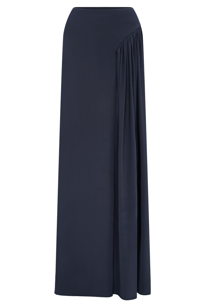 Vivica Slinky Gathered Maxi Skirt - Midnight Navy