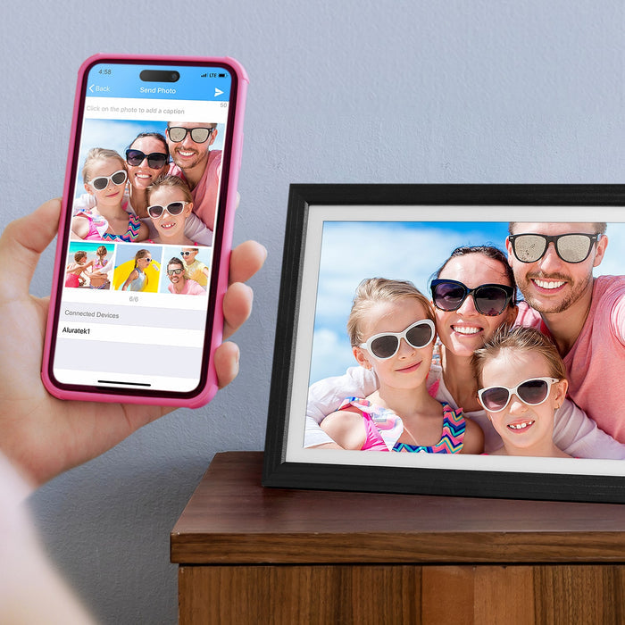 aluratek 10 inch ips lcd touchscreen wifi digital photo frame 32gb image transfer