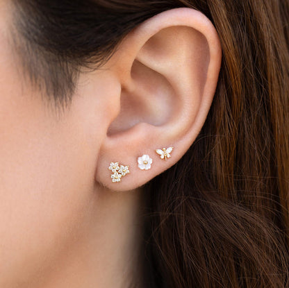 14k Solid Gold Blossom Hill Ball Back Stud