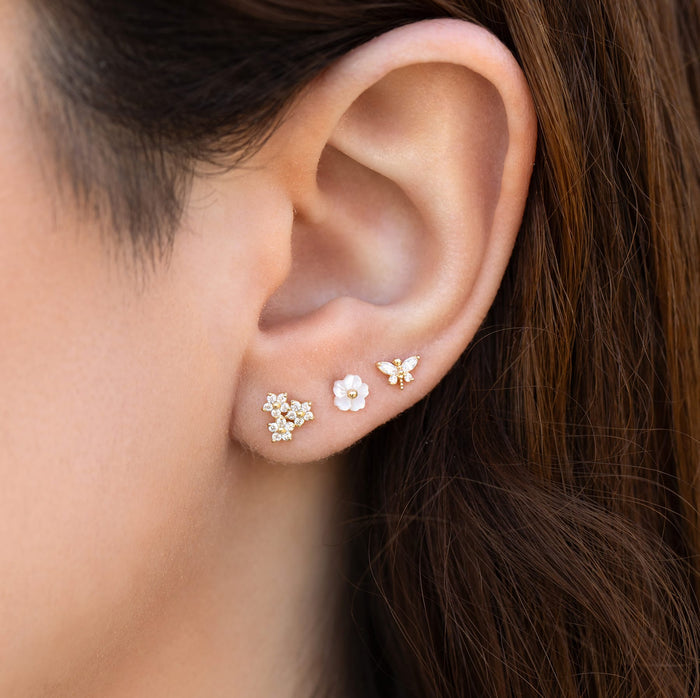 14k Solid Gold Dragonfly Ball Back Stud