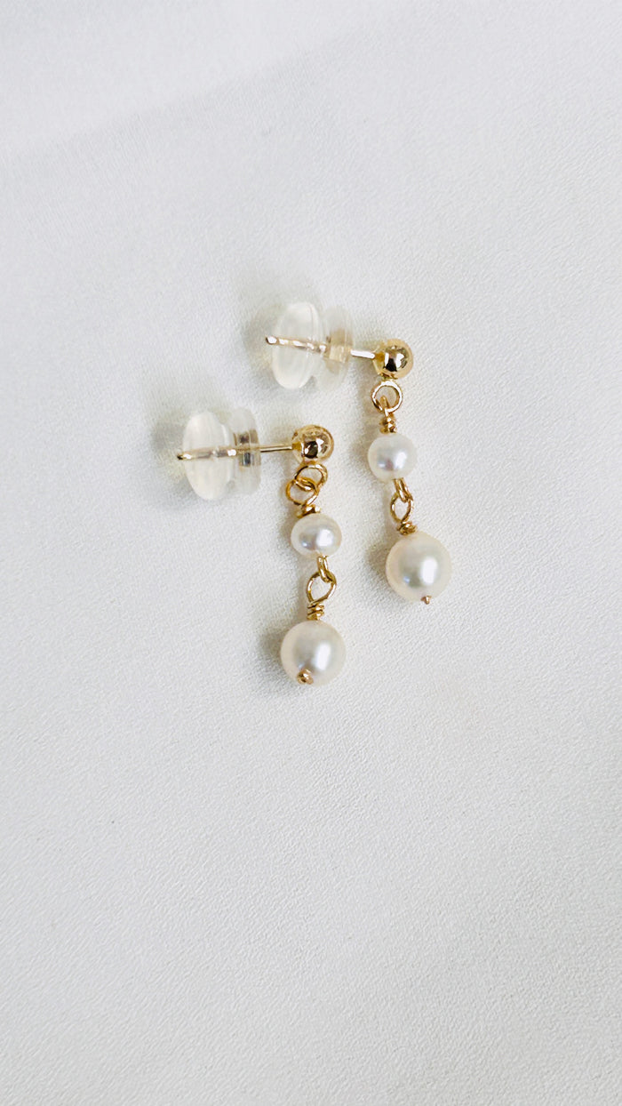 14K Tiny Akoya drop earrings
