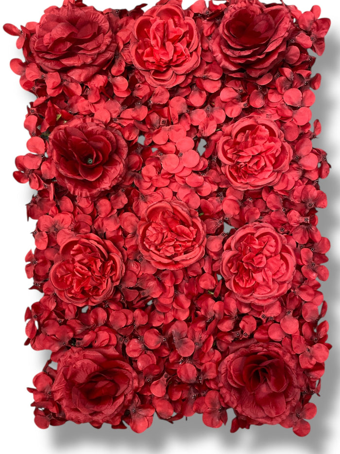 15''x24'' Hydrangea/Rose/Peony Wall Panel ( INT1012-Burgundy )