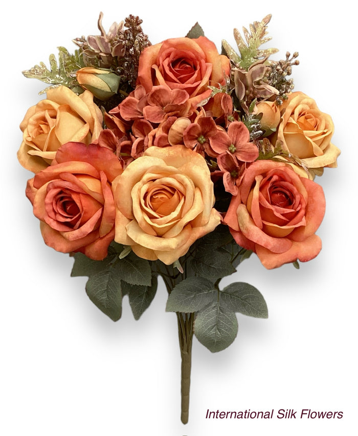 19'' Rose/Hydrangea Mix Bush ( TY2219-OR/BR )