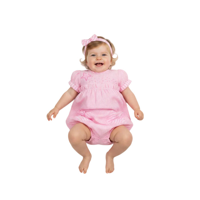 2pc Baby Girls Romper Set - Pink Checker (0-9m) (PK6) - K14234