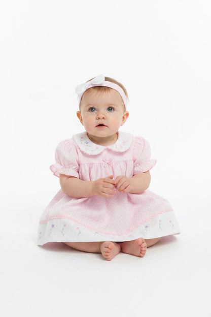 3pc Baby Girls Dress Set - Polka Pink (NB-6m) (PK6) - K14227