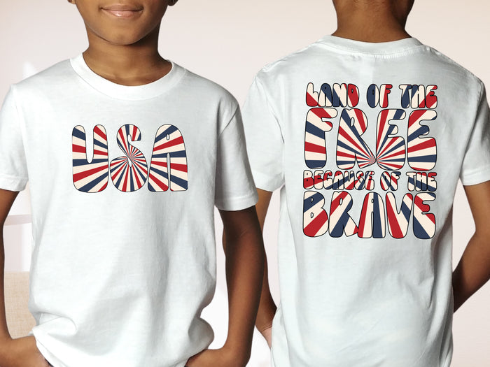 4th of July USA Themed Land of the Free Because of the Brave T-Shirt
