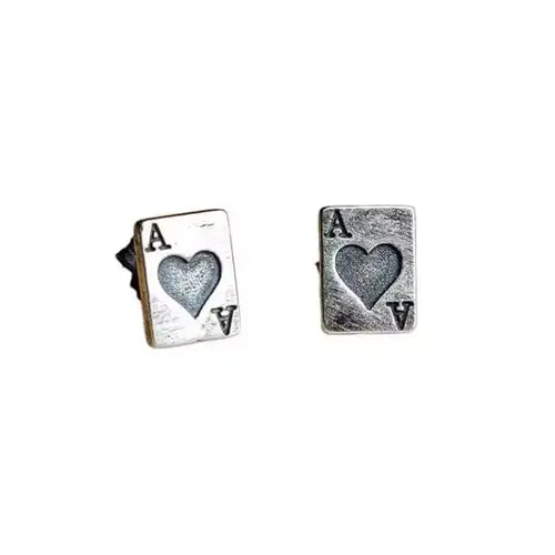 Ace of Hearts Silver Stud Earrings