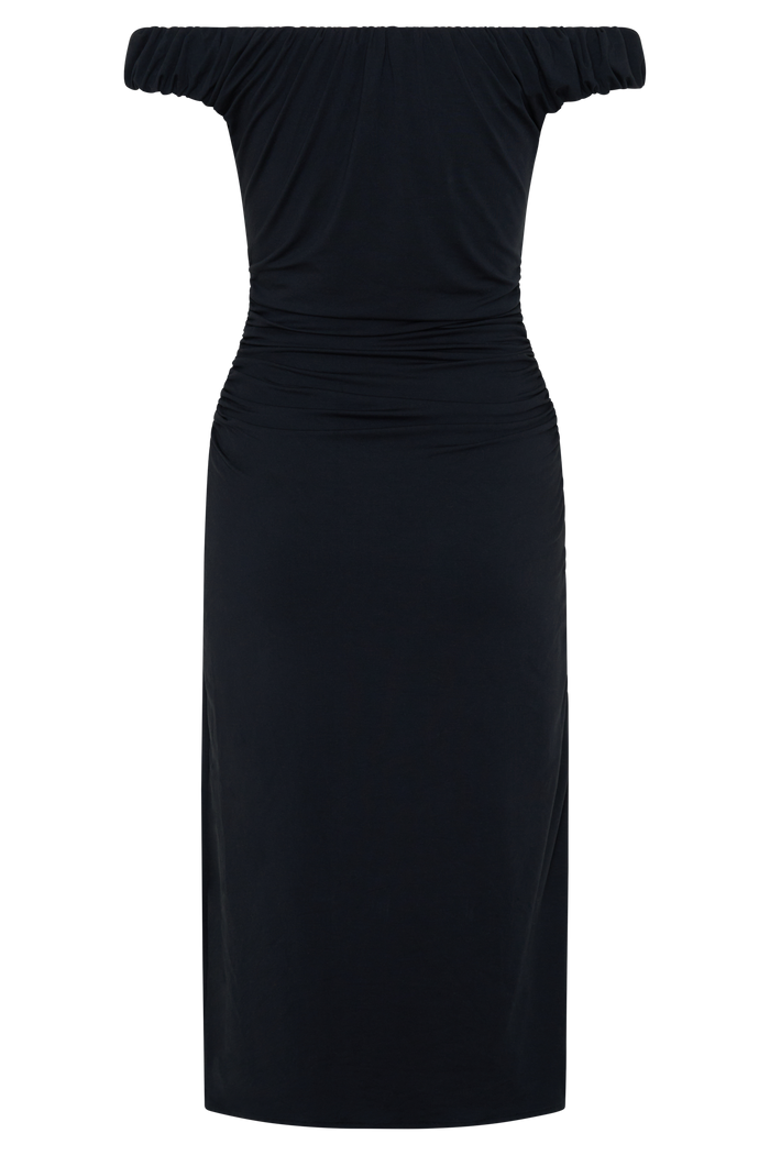 Alize Cupro Knee Length Dress - Black