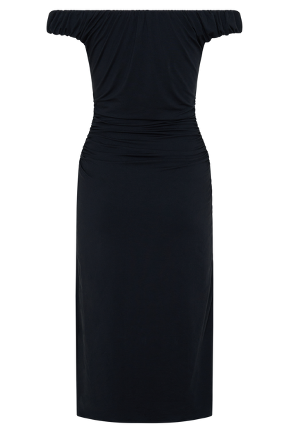 Alize Cupro Knee Length Dress - Black