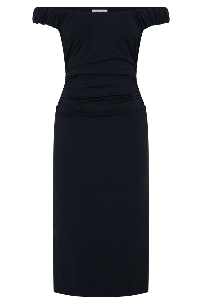 Alize Cupro Knee Length Dress - Black