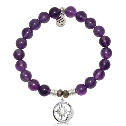 Amethyst Gemstone Bracelet with Moonlight Sterling Silver Charm