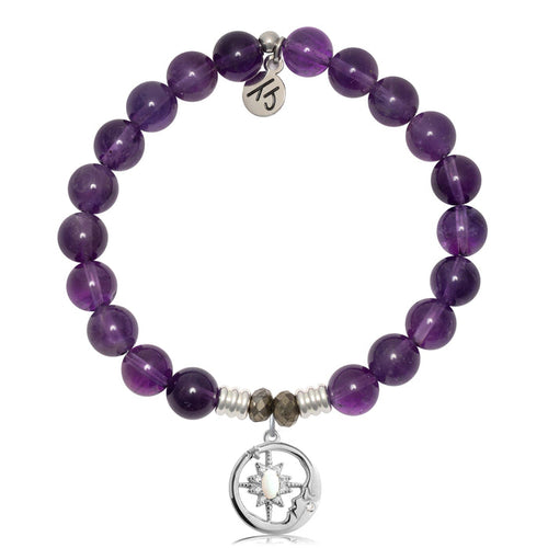 Amethyst Gemstone Bracelet with Moonlight Sterling Silver Charm
