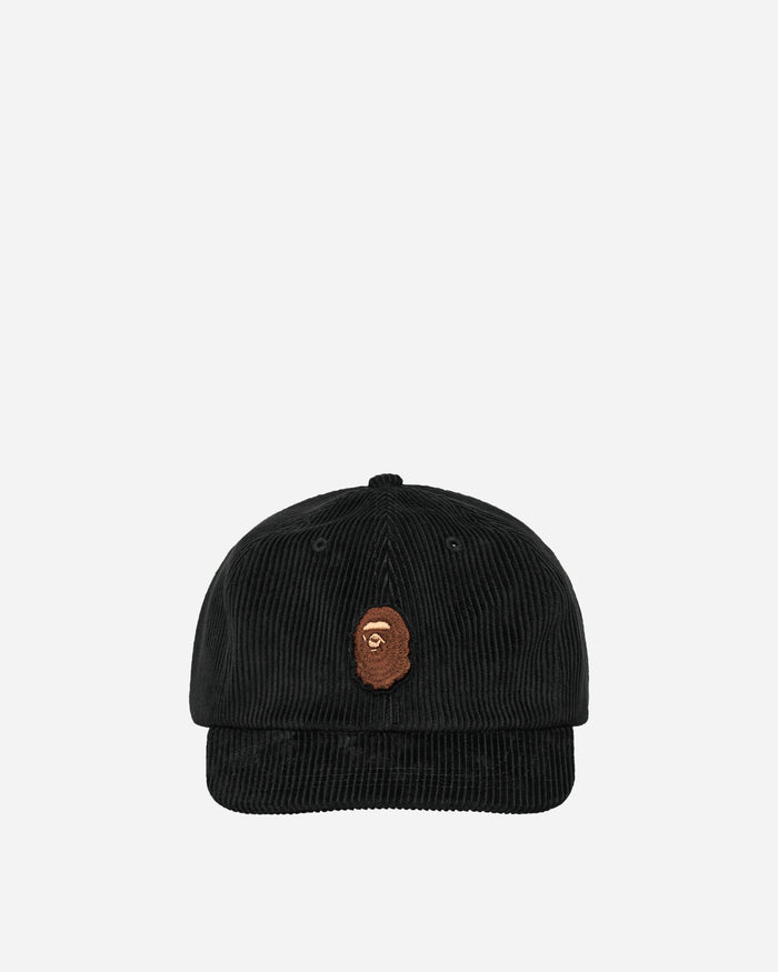 A Bathing Ape Ape Head Corduroy Cap M Black Hats Caps 1K80180004 BLACK