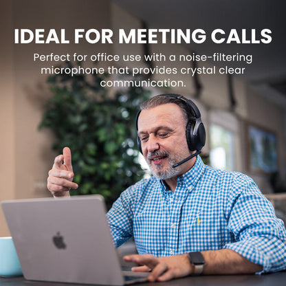 Aria 3 Noise Cancelling Headphones with Mic with noise-filtering microphone for clear audio during calls and meetings.