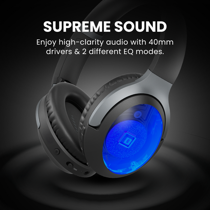 Aria 3 Noise Cancelling Headphones with Mic, and supreme sound with 40mm drivers and EQ modes for balanced audio or enhanced bass.