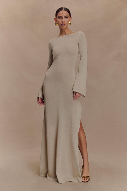 Atticus Knit Maxi Dress With Sequin - Gold