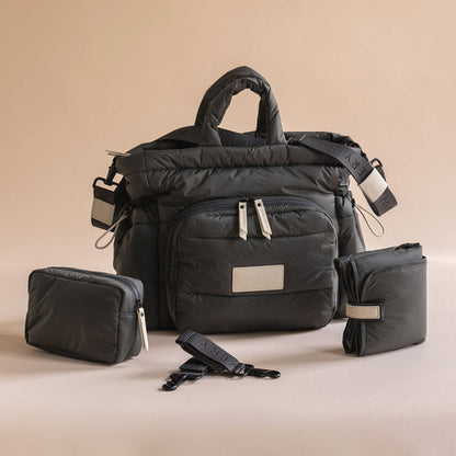 Avery Row - Baby Changing Tote Bag - Black - Mabel & Fox