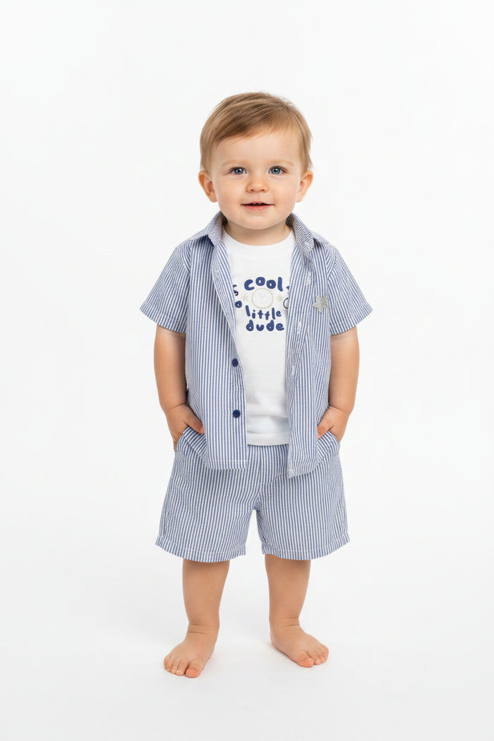 Baby Boys 3pc Shorts Set - Stripes/Little Dude (1-2Years) (PK6) M34321