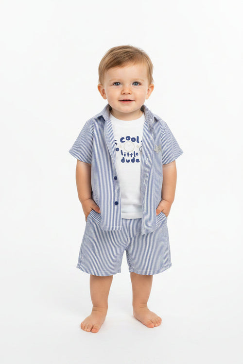 Baby Boys 3pc Shorts Set - Stripes/Little Dude (1-2Years) (PK6) M34321