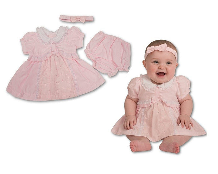 Baby Dress Pink with Ruffles and Lace Collar (6-24m) (PK6) - BIS-2120-6369