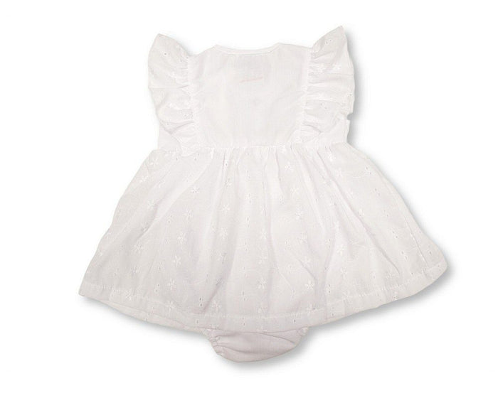 Baby Dress White with Flowers Embroidery (NB-6m) (PK6) - BIS-2120-6366