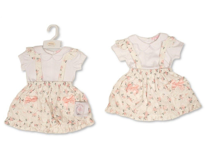 Baby Girls 2 pcs Dress Set with Floral Print and Bows (NB-9m) (PK6) - BIS-2120-6402