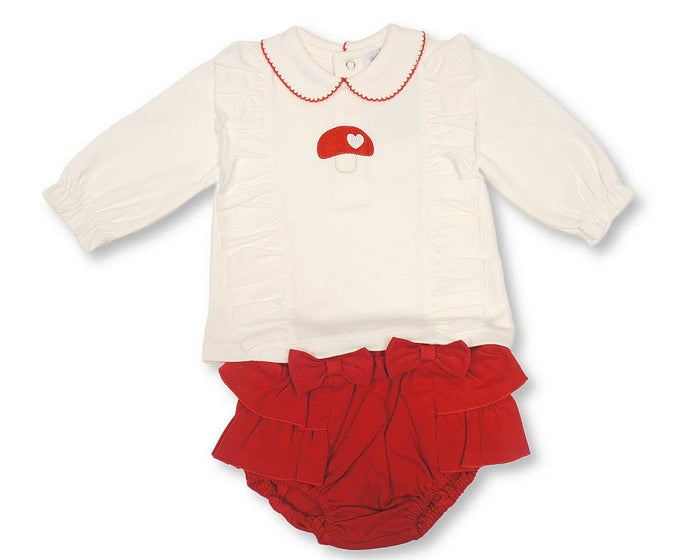 Baby Girls 2 pcs Top and Shorts Set - Mushroom (NB-6m) (PK6) - BIS-2020-2721