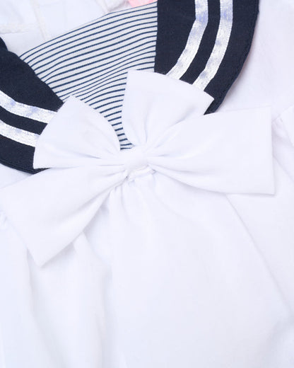 Baby Girls Dress, Pant & Headband Set - White/Navy/Pink (0-9m) (PK6) H12816NB