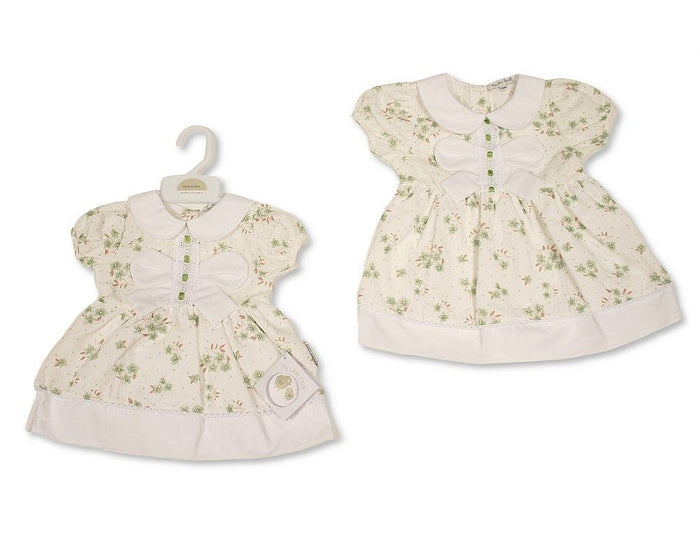 Baby Girls Dress with Floral Print, Lace and Bow (NB-9m) (PK6) - BIS-2120-6417