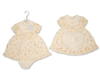 Baby Girls Dress with Flower Print and Pants (NB-9m) (PK6) - BIS-2120-6387
