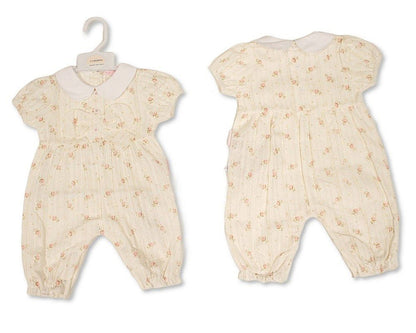 Baby Girls Floral Long Romper with Bow (NB-9m) (PK6) BIS-2120-6436
