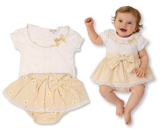 Baby Girls Gingham Skirt Set with Lace and Bow (NB-9m) (PK6) BIS-2120-6439