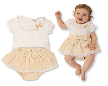 Baby Girls Gingham Skirt Set with Lace and Bow (NB-9m) (PK6) BIS-2120-6439